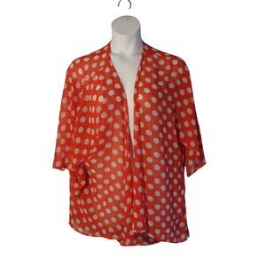 LuLaRoe L (18-22) Plus Size Red White Polka Dot Linday Cardigan Minnie Mouse
